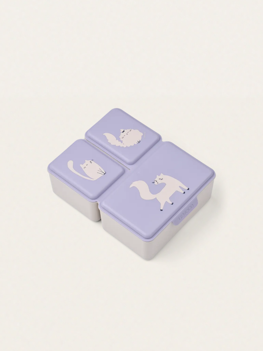 Trójdzielny lunchbox Driss Cat / Warm lilac