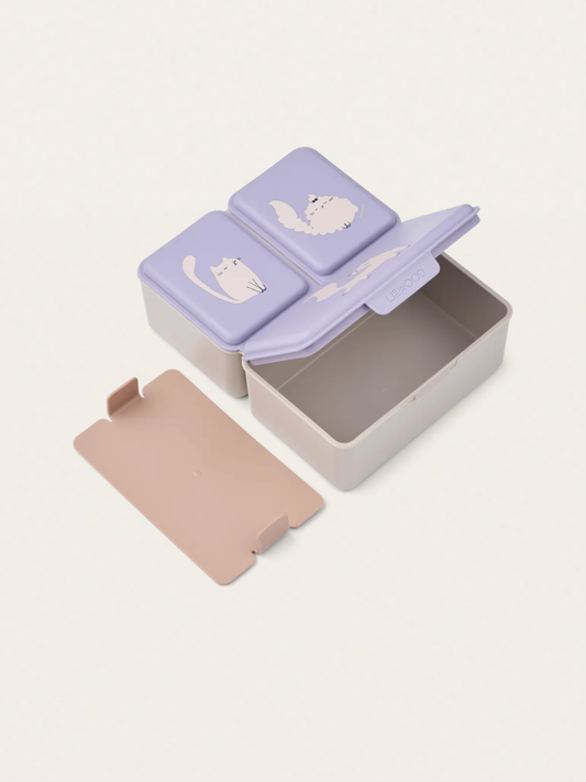 Trójdzielny lunchbox Driss Cat / Warm lilac