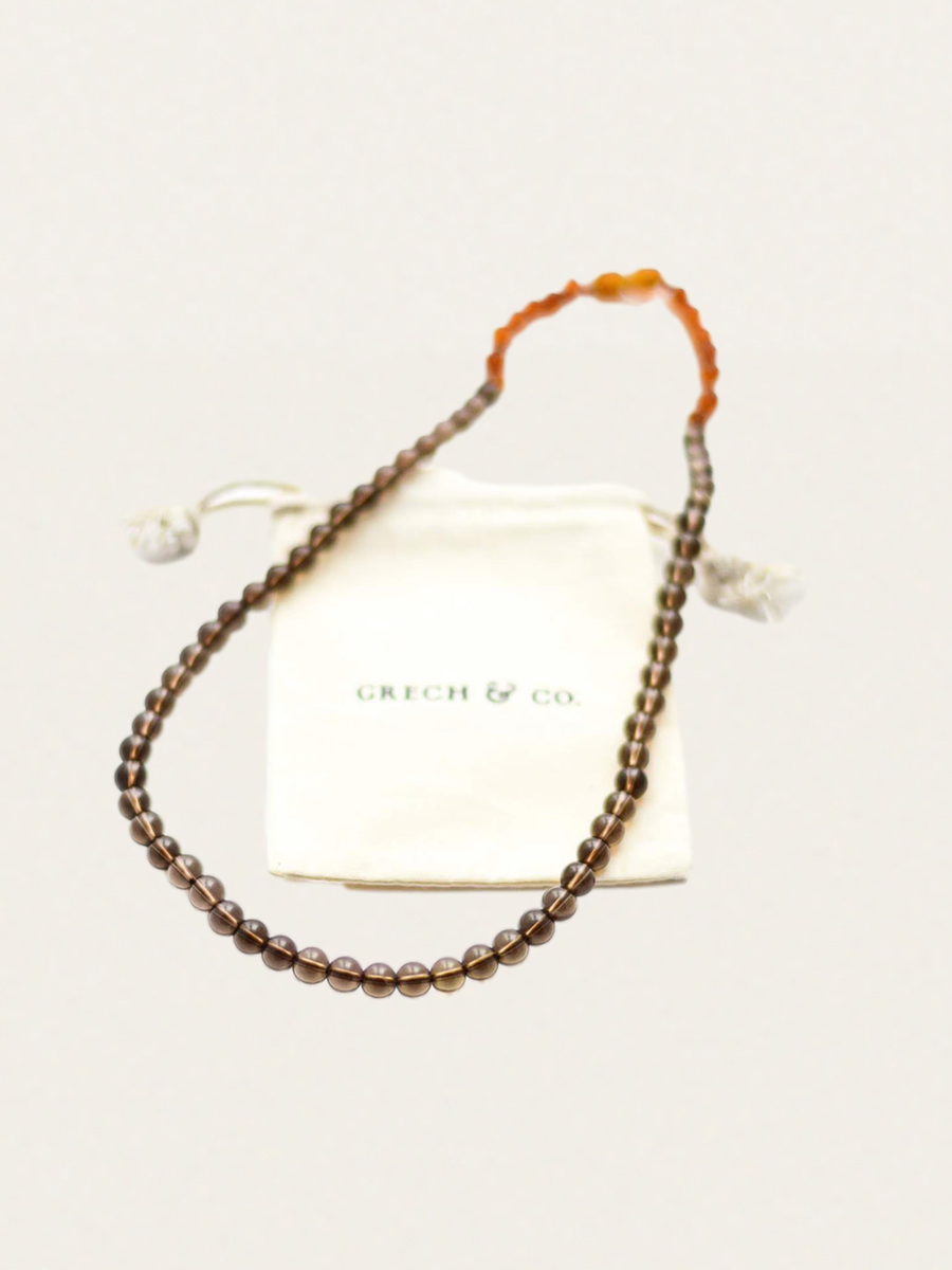 Smokey Quartz Baltic Amber Necklace 