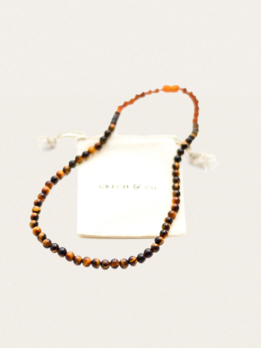 Naszyjnik z bursztynu bałtyckiego Tiger Eye