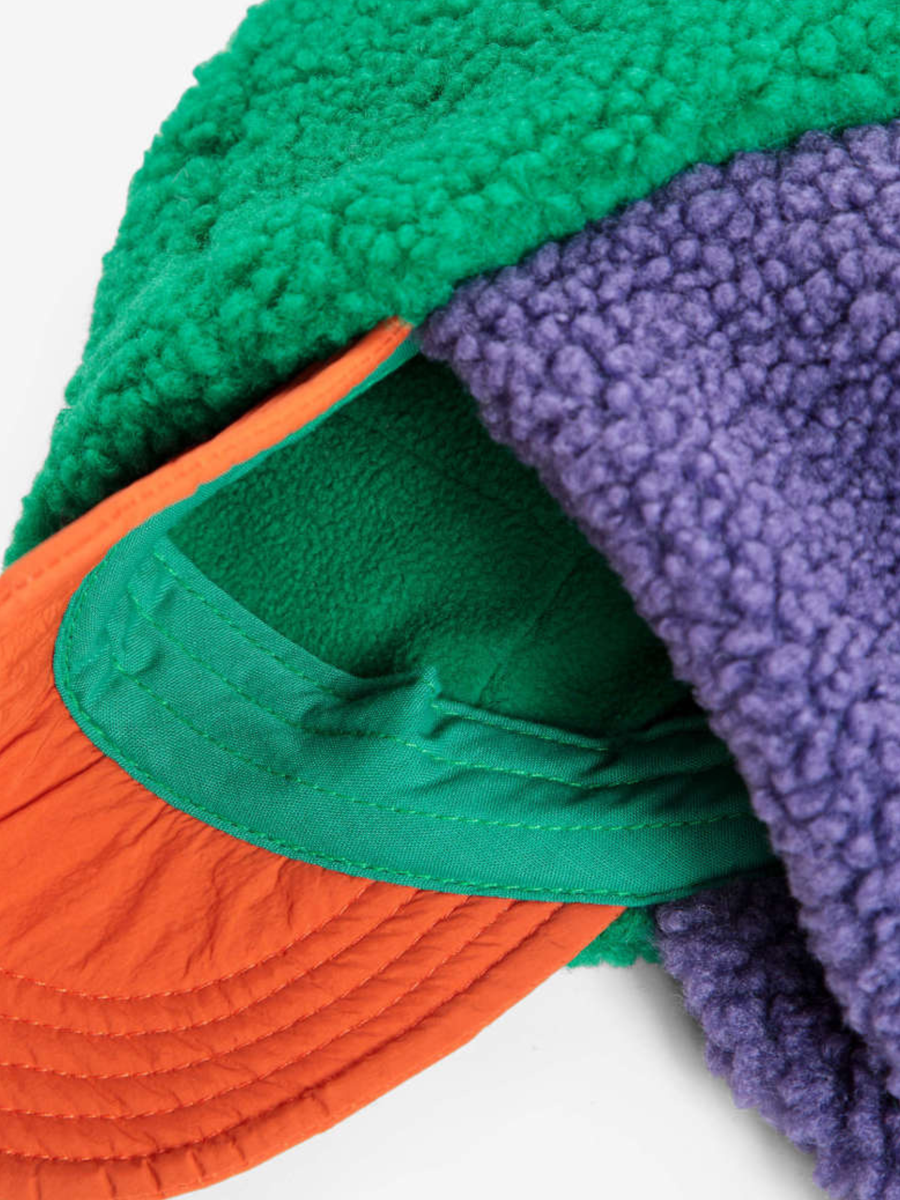 Ocieplana czapka pilotka Bobo Choses color block Multicolor Green