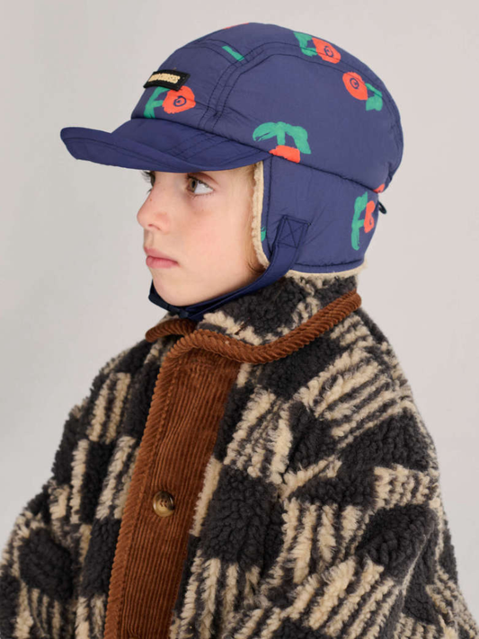 Ocieplana czapka pilotka Kids Stamps Bloom all over