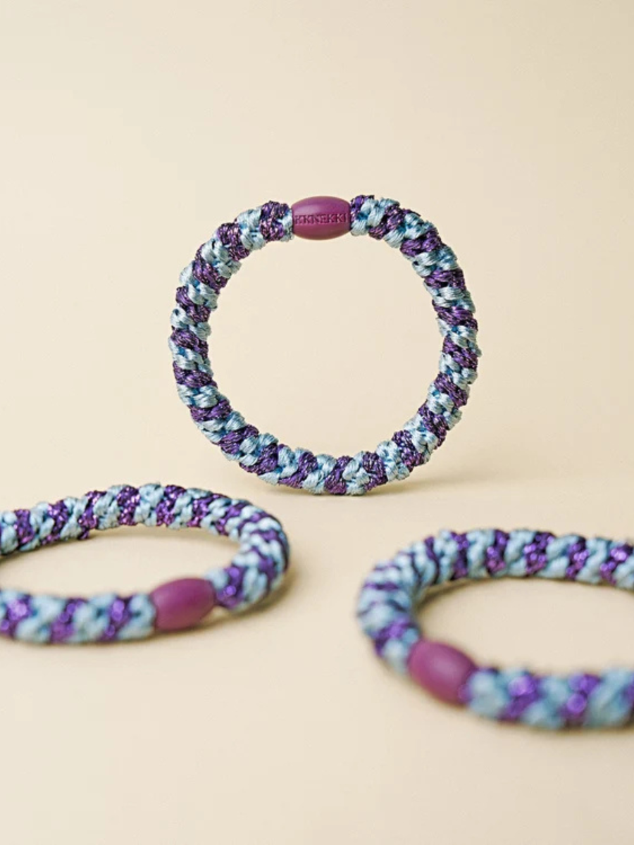 Gumka do włosów KKNEKKI - Seablue Dark Purple Glitter Stripe