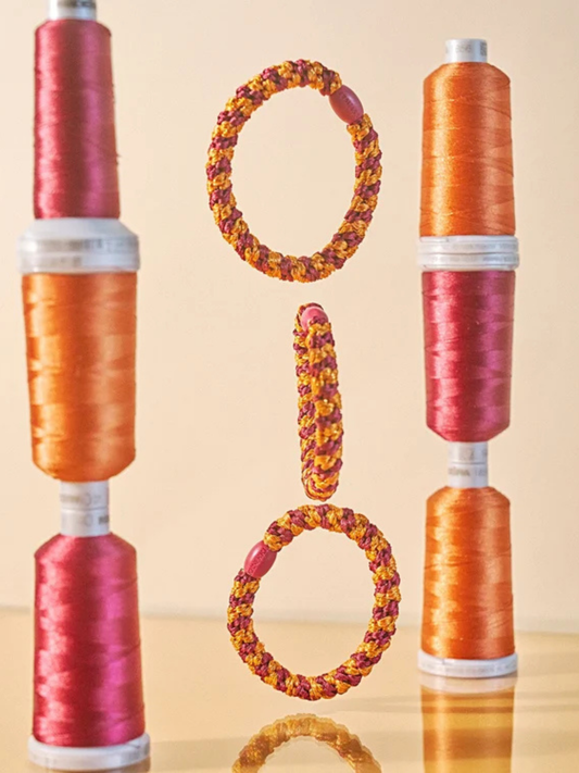 Gumka do włosów KKNEKKI - Bordeaux Orange Glitter Stripe