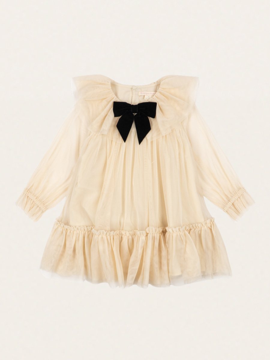 Tiulowa sukienka z kokardą Bow Dress Parchment