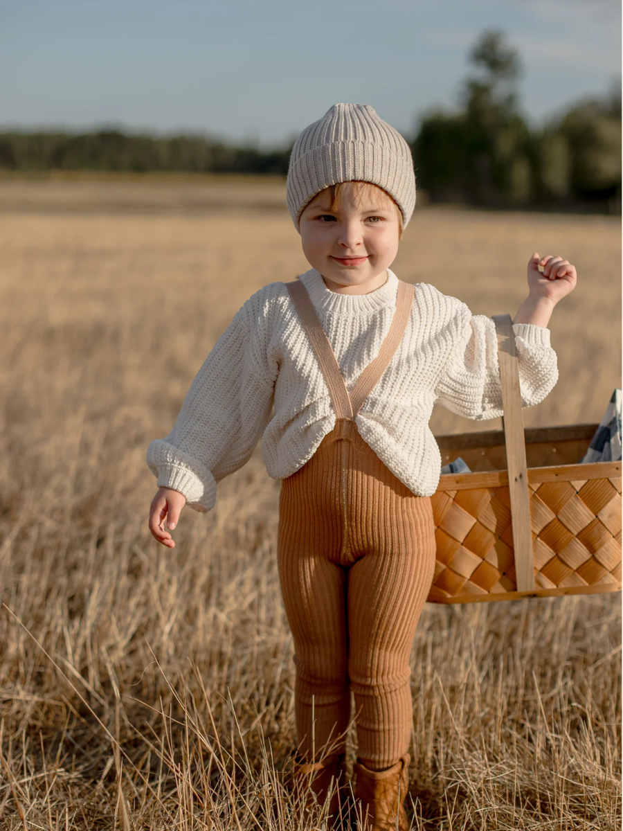 Legginsy na szelkach z wełny merino Wooly