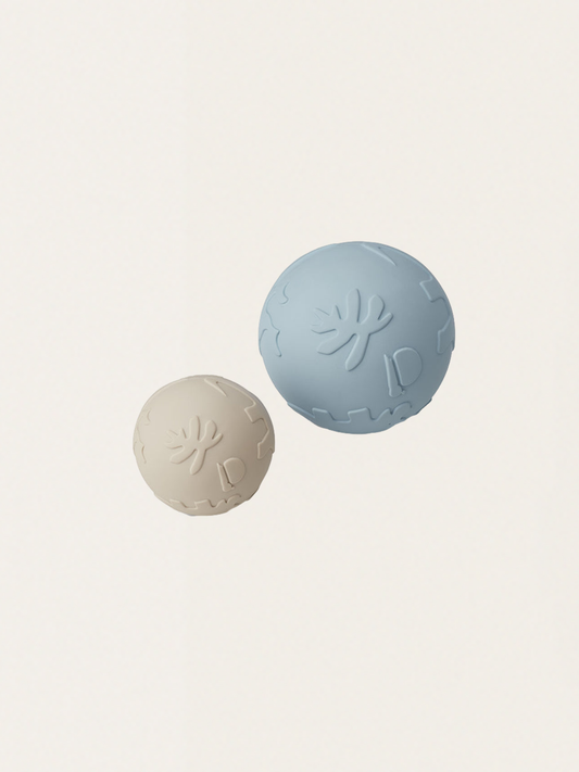 Set of two Dino rubber balls sandy sea blue mix