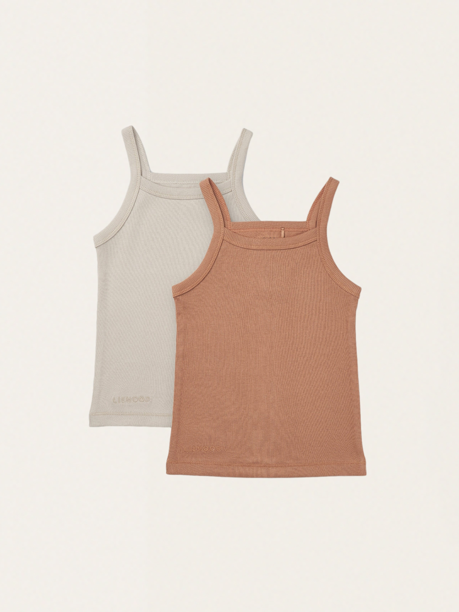 Zestaw dwóch podkoszulek z prążkowanej bawełny Tuscany rose / sandy mix