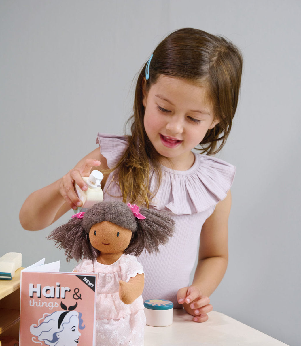 Wooden dressing table - hairdressing salon with accessories