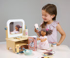 Wooden dressing table - hairdressing salon with accessories