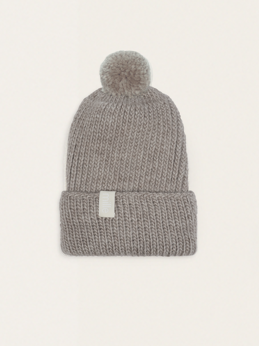 'Cozy Merino' chunky hat with pompom