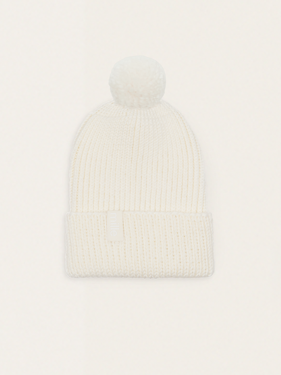 'Cozy Merino' chunky hat with pompom