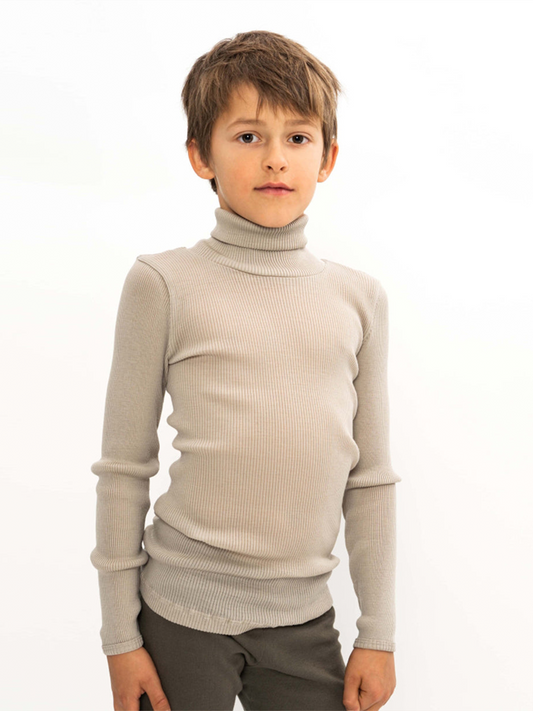 Winter Fog Ribbed Merino Wool Turtleneck