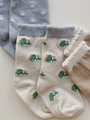 Frill Flower Socks Cotton Socks Set - 3 pcs.