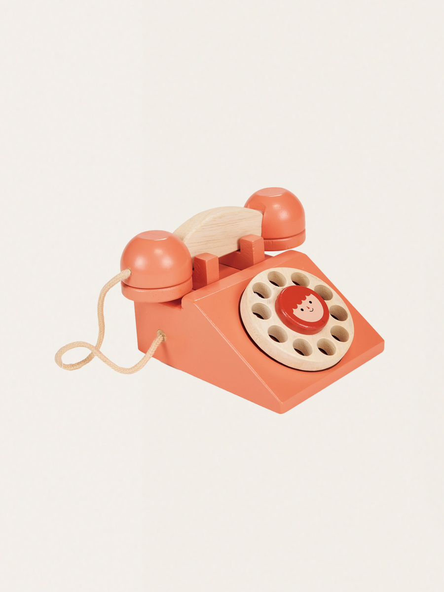 Drewniany telefon stacjonarny