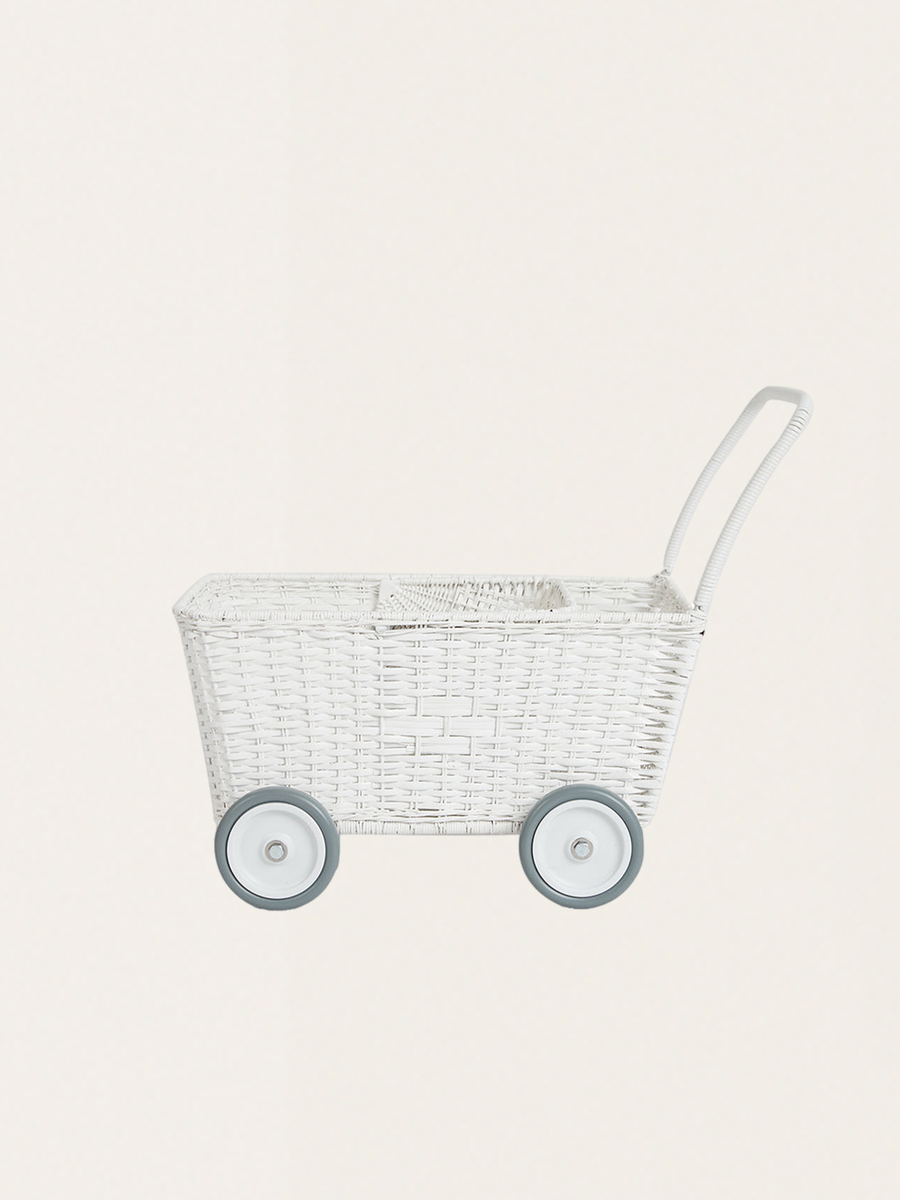 Hand-woven rattan doll stroller