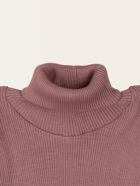 Winter Blush Ribbed Merino Wool Turtleneck