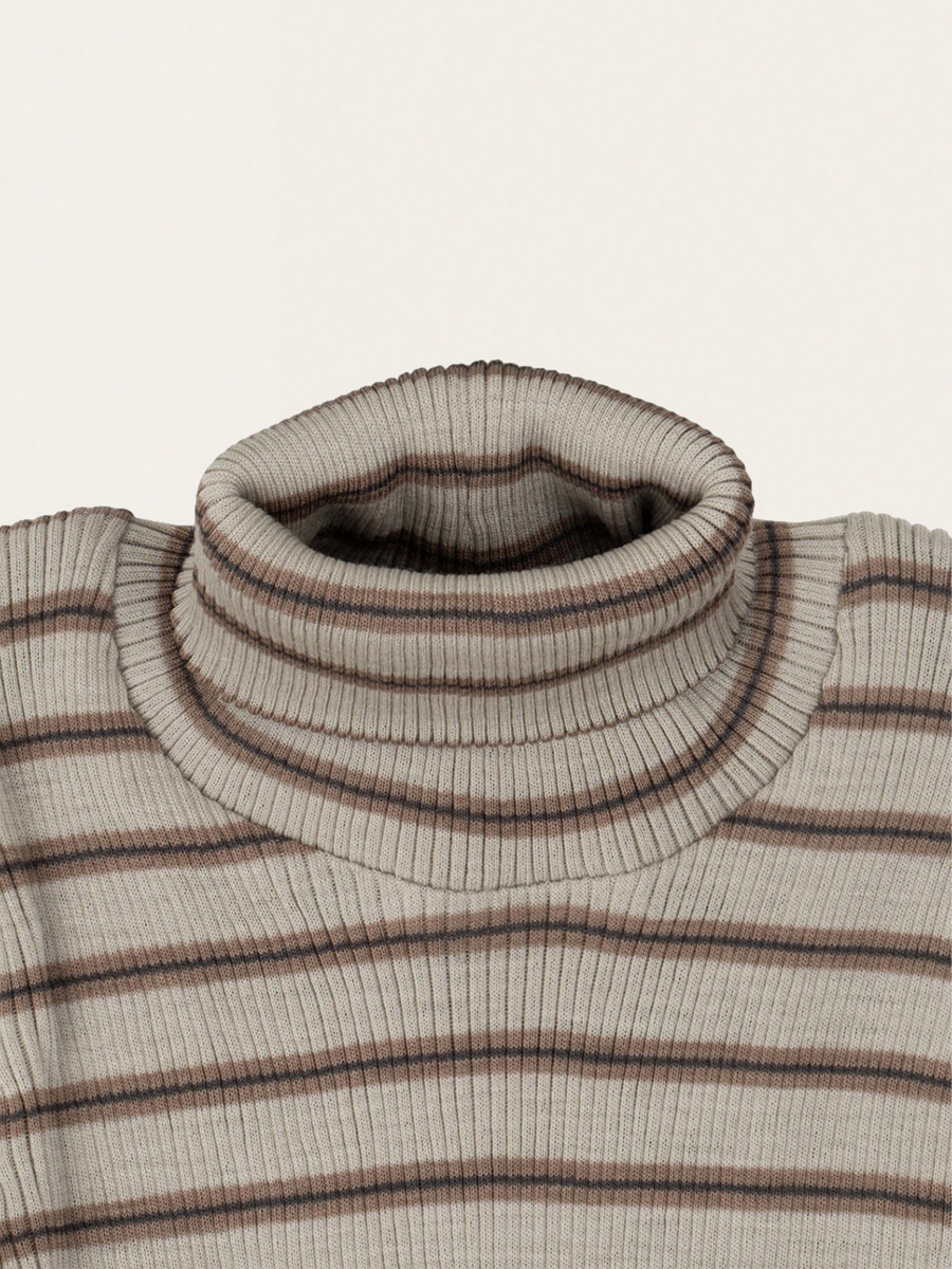 Winter Fog Stripes Ribbed Merino Wool Turtleneck